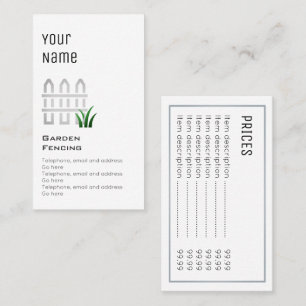 Jardin "essentiel" clôturant des cartes des prix