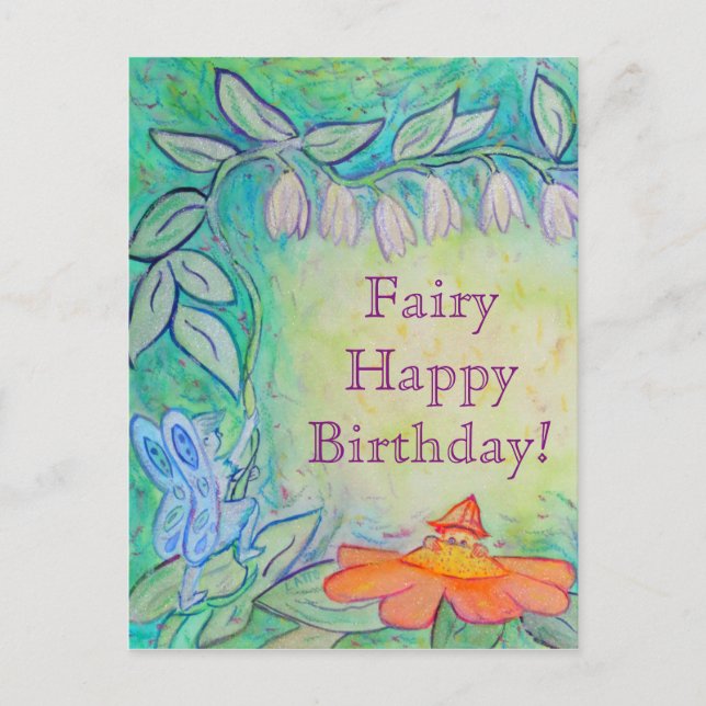 Jardin Fairy Bonne Anniversaire Carte postale pers (Devant)
