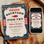 Jardin Fish Fry 70th Birthday Invitation<br><div class="desc">Voici notre charmant Jardin Fish Fry Invitation d'anniversaire! Construite avec des éléments en bois rustique, cette invitation exhale une ambiance campagnarde et cosy, parfaite pour célébrer sous le ciel ouvert. La combinaison classique de rouge, blanc et bleu apporte une touche d'américanité, préparant le terrain à un rassemblement festif. Qu'il s'agisse...</div>