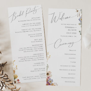 Jardin Fleur sauvage coloré Programme de mariage