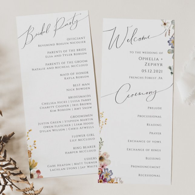 Jardin Fleur sauvage coloré | Programme de mariage (Créateur téléchargé)