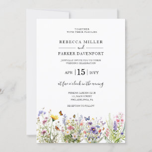 Jardin fleur sauvage Faire-part de mariage moderne