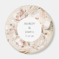 Jardin fleuri Brown-beige aimant de mariage faveur