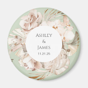 Jardin fleuri Brown-beige aimant de mariage faveur