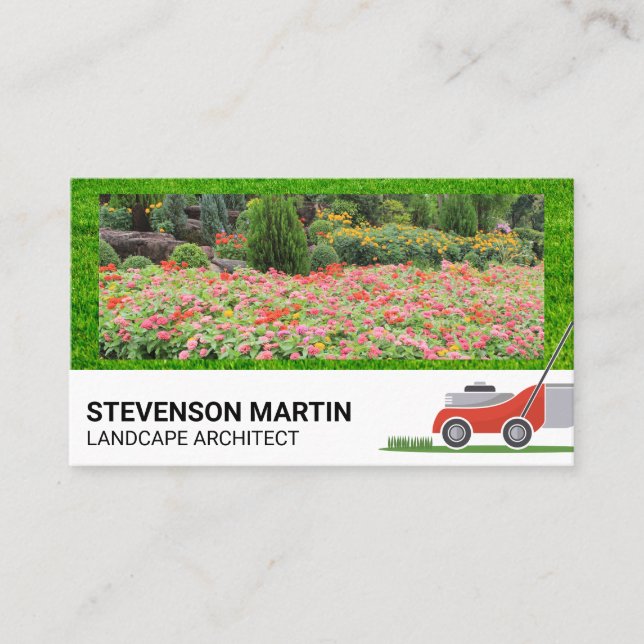 Jardin fleuri | Carte de visite de tour de pelouse (Devant)
