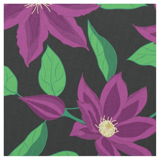 Jardin fleuri de clematis violet Tissu (Fermer)