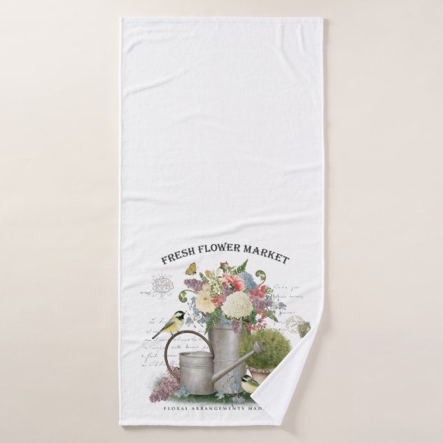 Jardin fleuri Vintage (Serviette de bain)