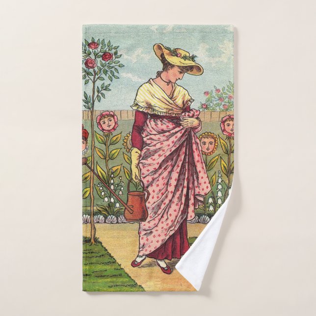 Jardin Fleurir Femme Art Antique (Serviette à main)
