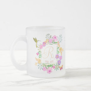 Jardin Floral Aqua Monogramme Mug