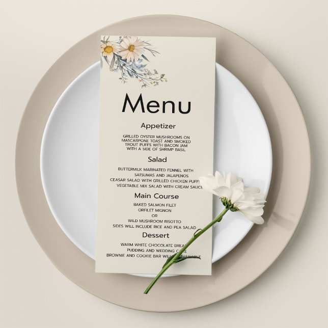 Jardin floral de fleurs sauvages botaniques Menu d (Botanical wildflowers garden floral Wedding Menu)