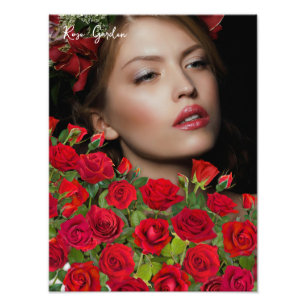 Jardin Floral de Roses Rouges Vibrantes Photo Text