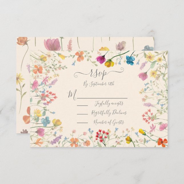 Jardin floral Fleur sauvage délicieux Mariage RSVP (Devant / Derrière)