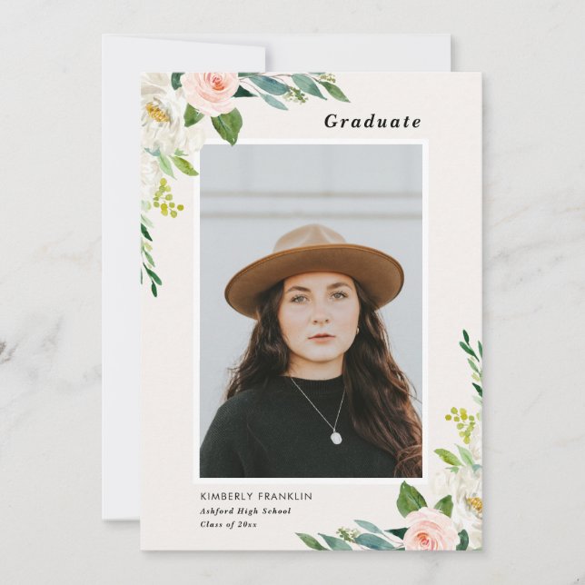 Jardin Floral Graduation Photo Invitation (Devant)