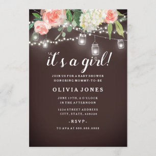 Jardin floral Invitation Baby shower rustique