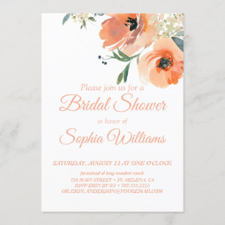 Jardin Floral Pêche | Invitation de douche nuptial