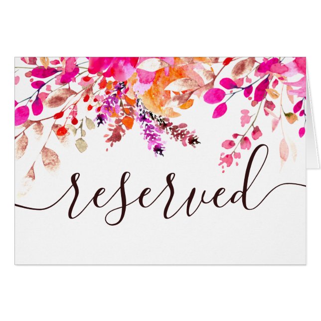Jardin floral rose aquarelle mariage réservé (Devant Horizontal)