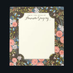 Jardin floral Rose sauvage Bloc-notes personnalisé<br><div class="desc">Un motif de roses fantaisistes, de baies et de fleurs en corail tendance, blush et bleu aqua ornent ce joli carnet qui est parfait pour organiser, faire des listes, ou comme un journal personnel. Personnalisé avec votre titre et votre nom sur le capot avant. Montré avec une arrière - plan...</div>