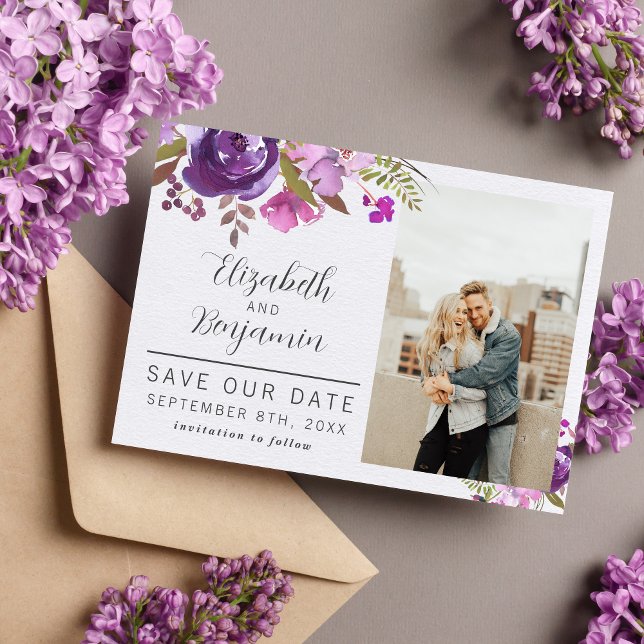 Jardin Floral Violet Lavande Save The Date (Créateur téléchargé)