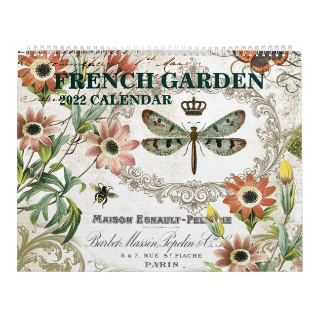 Jardin français vintage moderne Calendrier 2022 (Protection)