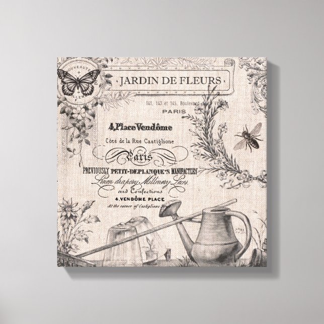 Jardin français vintage toile étirée (Recto)