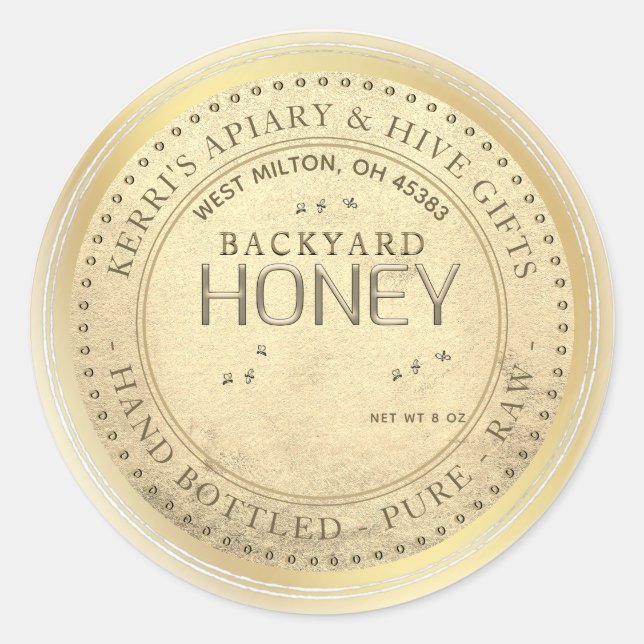 Jardin Hives Honey Étiquette Gold Grunge (Devant)
