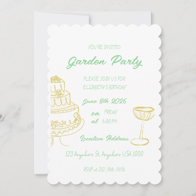Jardin Invitation de fête d'anniversaire (Devant)