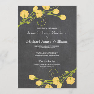 Jardin Jaune rose faire-part de mariage en tableau