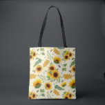 Jardin Jaune Sunflowers Sac fourre-tout d'abeilles<br><div class="desc">Sac fourre-tout avec imprimé de tournesols et d'abeilles de jardin peints,  couleurs jaune et vert.</div>