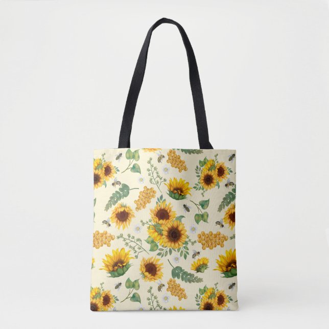 Jardin Jaune Sunflowers Sac fourre-tout d'abeilles (Devant)