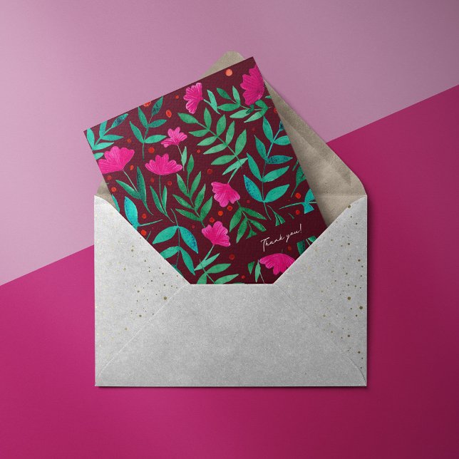 Jardin magique - magenta et Carte de remerciements (Créateur téléchargé)