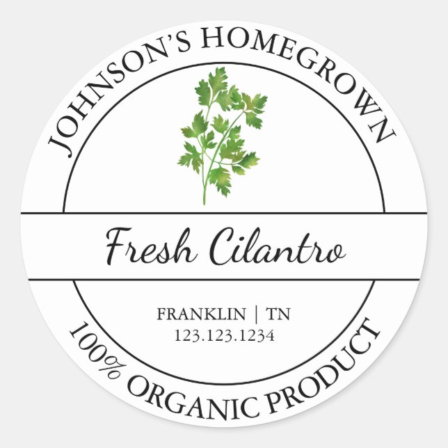 Jardin maison Étiquette Cilantro bio frais (Devant)