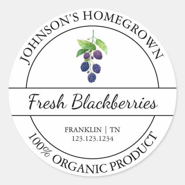 Jardin maison Étiquette de Blackberry bio frais (Devant)