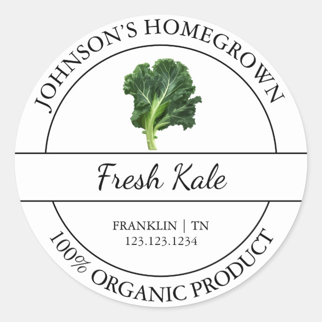Jardin maison Étiquette de Kale bio frais (Devant)