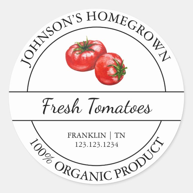 Jardin maison Étiquette de tomate biologique frais (Devant)
