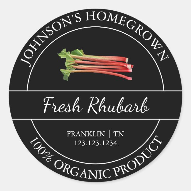 Jardin maison Étiquette Rhubarb bio frais (Devant)