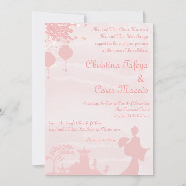 Jardin oriental 5 x 7 Faire-part de mariage (Devant)