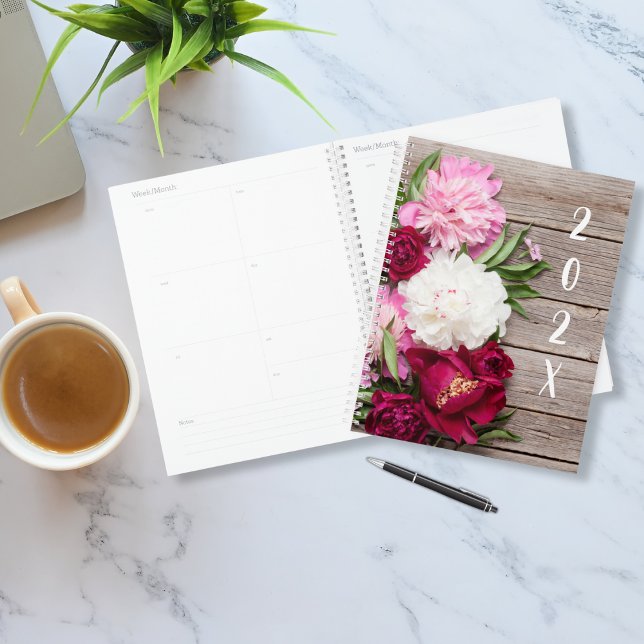 Jardin Peony Fleurs Sur Bois Rustique (Créateur téléchargé)