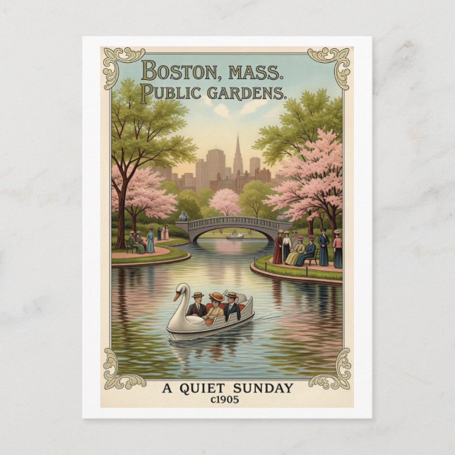 Jardin public de Boston, MA - Carte postale rétro  (Devant)
