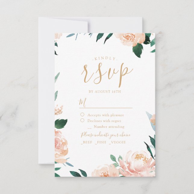 Jardin romantique aquarelle mariage floral RSVP (Devant)