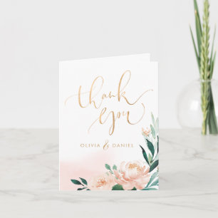 Jardin romantique pêche calligraphie florale merci