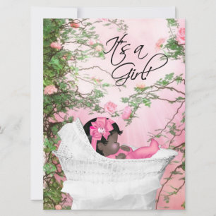 Jardin rose Baby Girl Shower Invitations