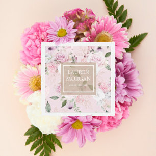 Jardin rose élégant carré à fleurs carte de visite