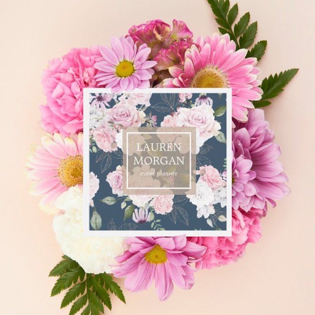Jardin rose élégant carré à fleurs carte de visite (Créateur téléchargé)