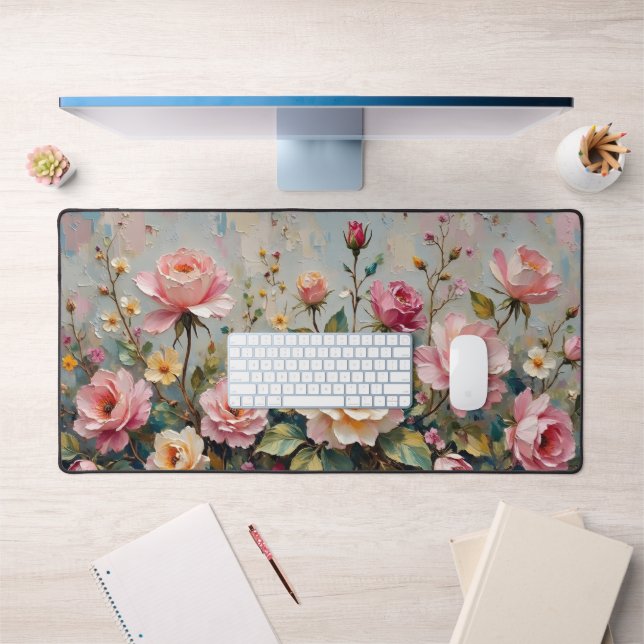 Jardin rose et crème Vintage Roses Floral (Bureau 1)