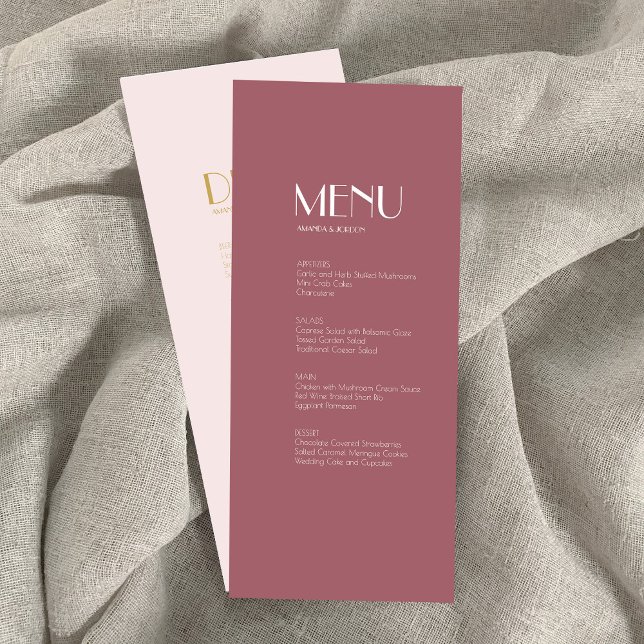 Jardin rose | Menu dîner Mariage Rose foncé (Créateur téléchargé)