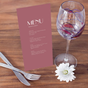Jardin rose Menu Mariage Rose foncé