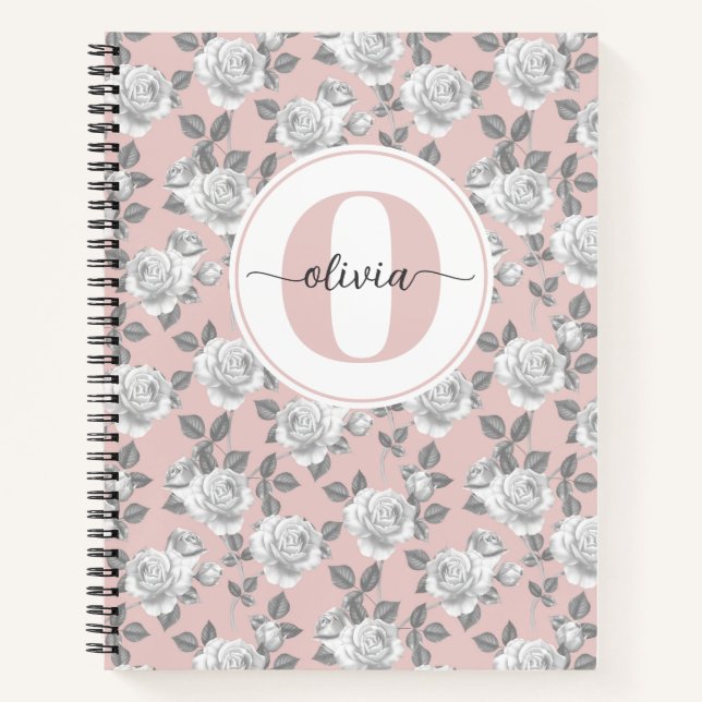 Jardin rose Monogramme Carnet rose (Devant)