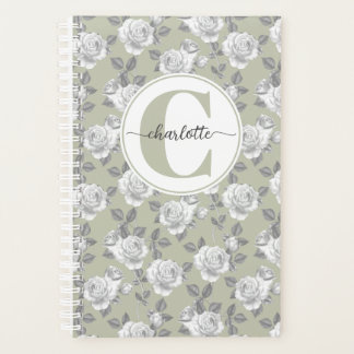Jardin rose Monogramme Sage Green Planner