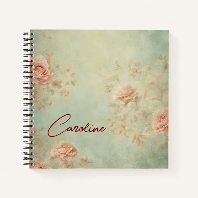 Jardin rose vintage jardin fleuri rêve carnet (Devant)