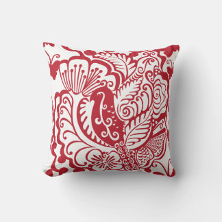 Jardin rouge et blanc Oreiller